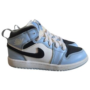 Nike Air Jordan 1 Mid Shoes Kids Size 13C Blue White Basketball 640737-401